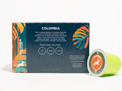Rear side of the Colombia coffee pods box