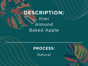 Description: Kiwi, Almond, Baked Apple. Process: Natural