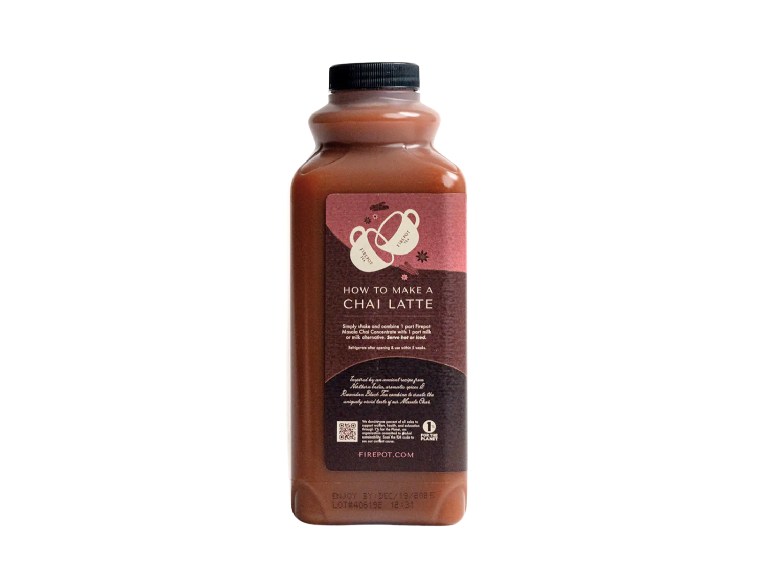 left of masala chai concentrate bottle