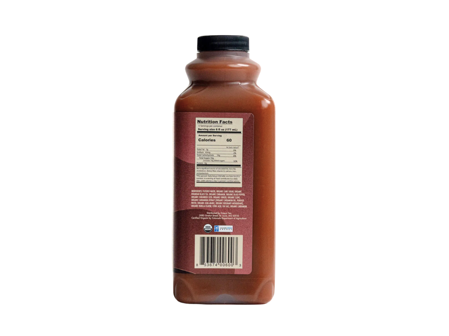 right side of masala chai concentrate bottle