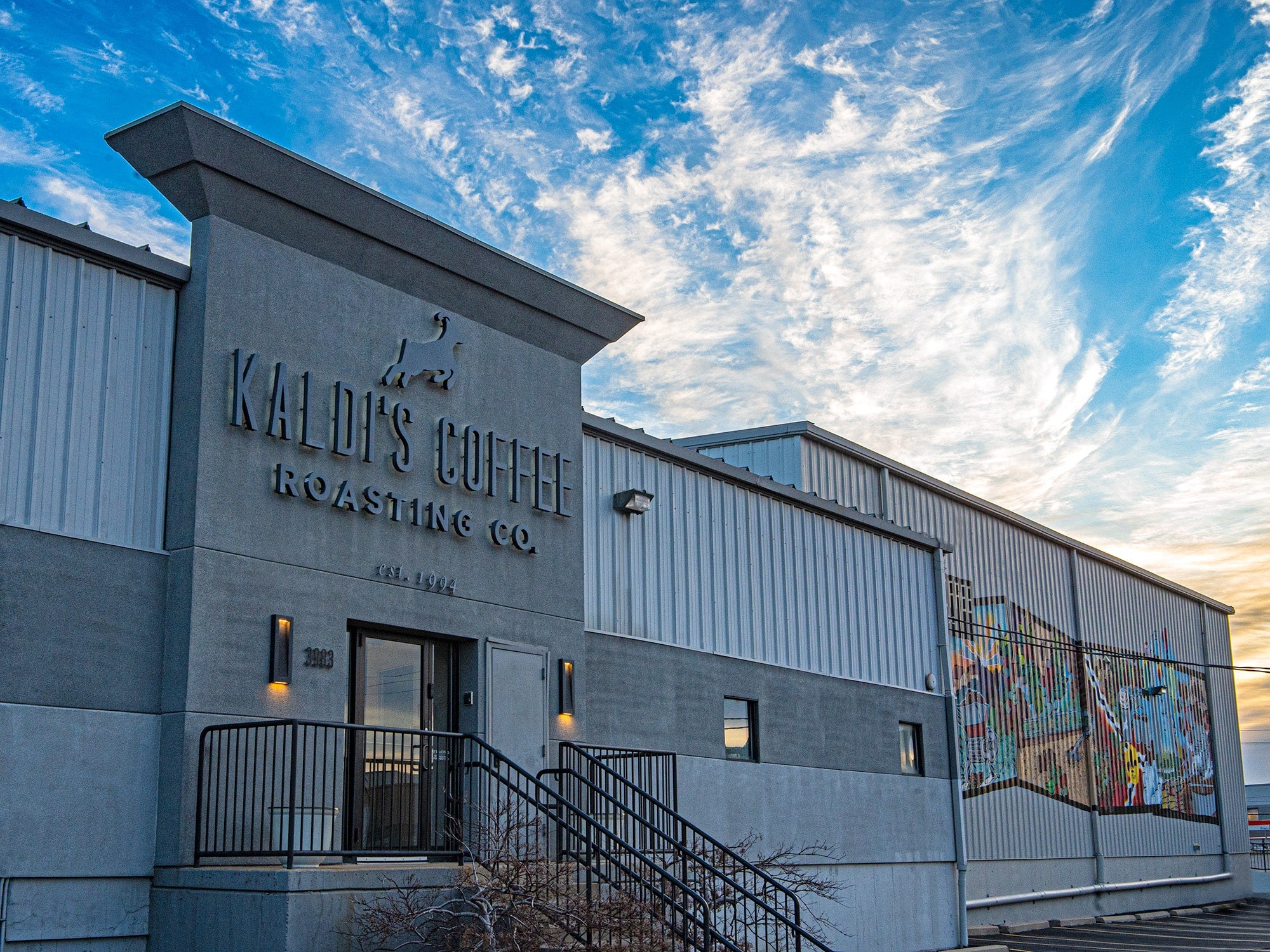 image of Kaldi's Coffee Roastery at sunset