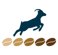 Kaldi's goat icon with coffee bean roast level illustration