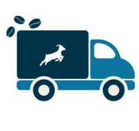 illustration of Kaldi's Coffee freight truck transporting coffee beans