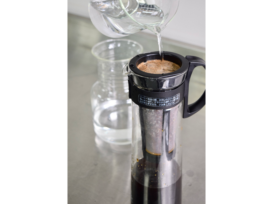 Hario Mizudashi Cold Brew Coffee Maker - pouring water into it for brewing