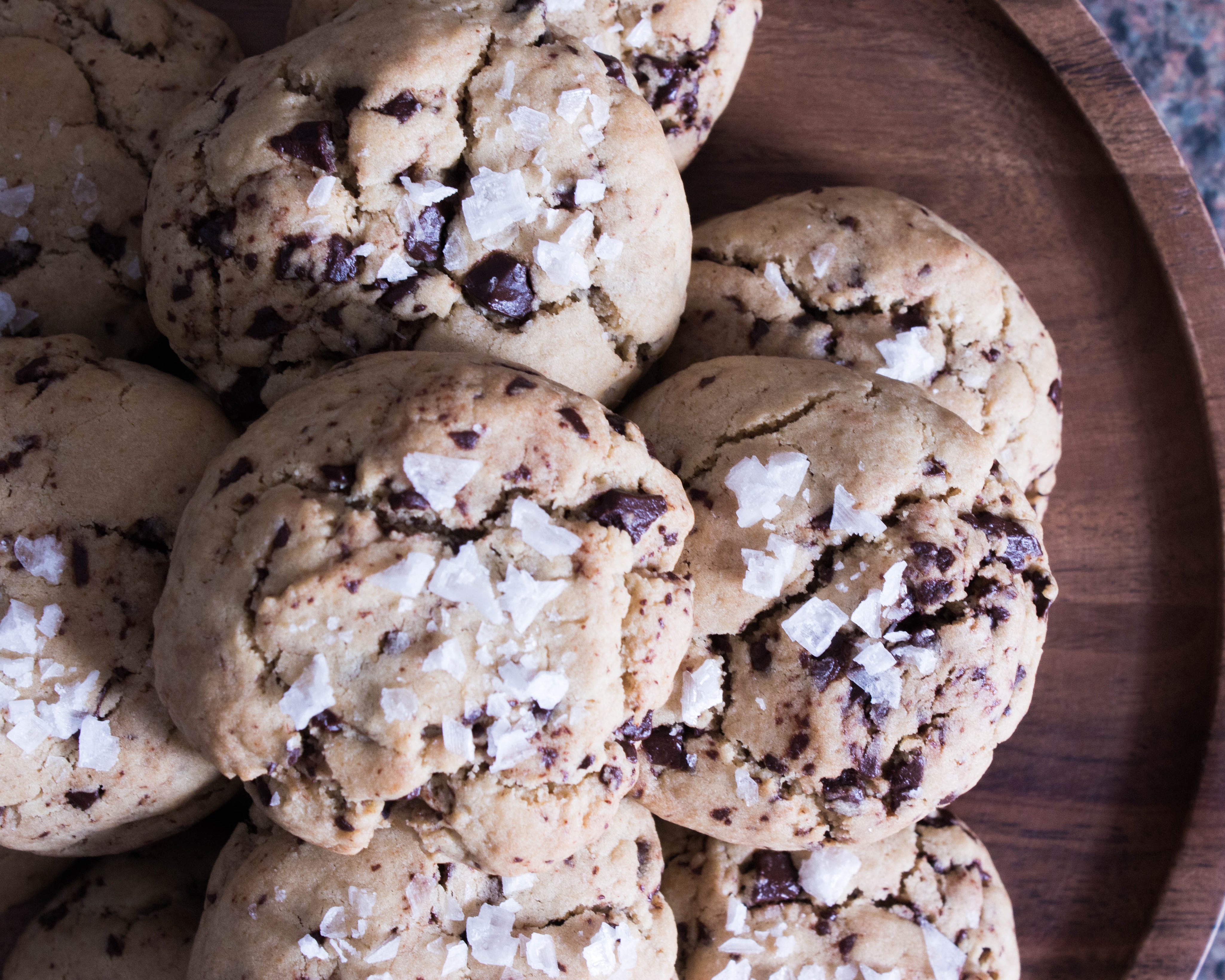 A plate of coffee chocolate chip cookies