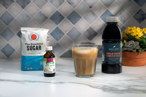 Sugar, vanilla, and a bottle of Kaldi's Coffee Cold Brew Concentrate