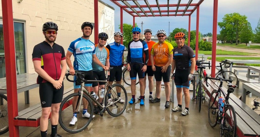 The Kaldi's Coffee Bike team with Companion and Big Shark for Pedal the Cause