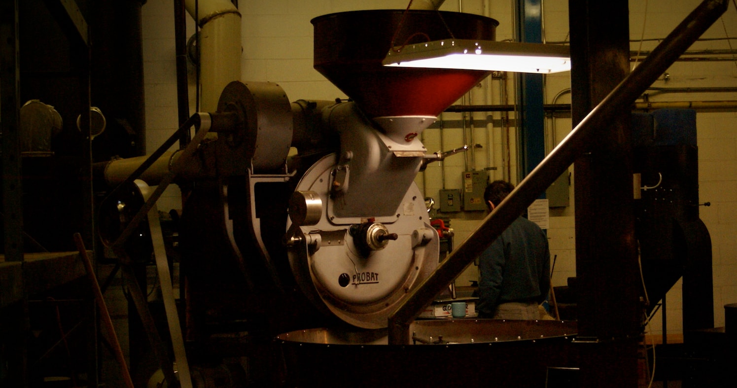 Our 75kg Vintage Probat Coffee Roaster in our old roastery in St. Louis, MO