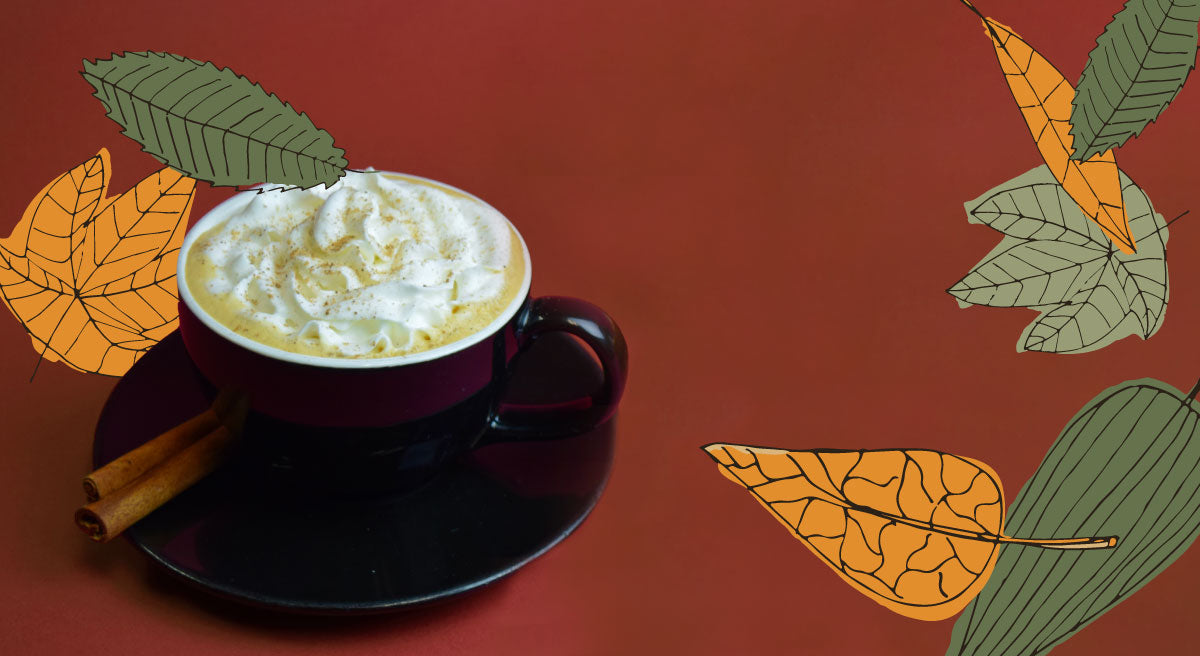 Baked Maple Pumpkin Latte with Leaves