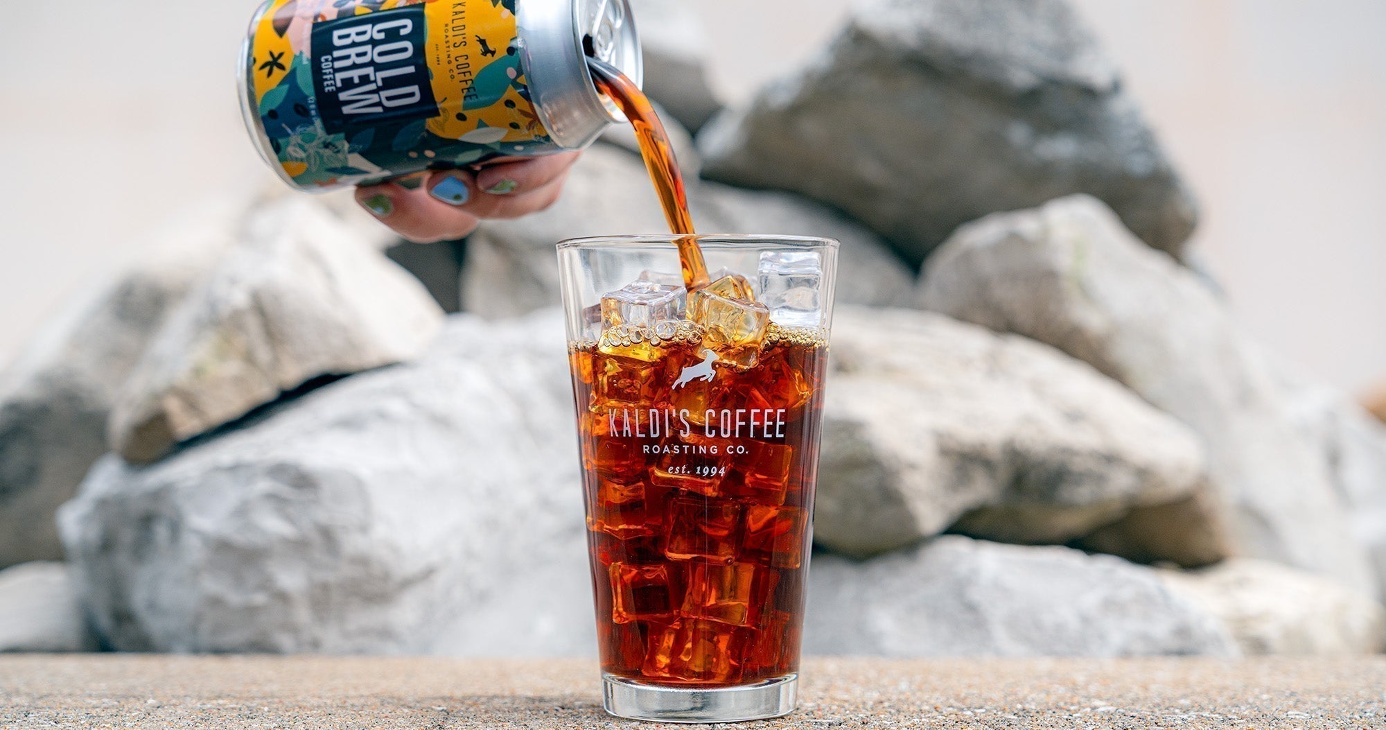 A glass of Iced Kaldi's Coffee Cold Brew