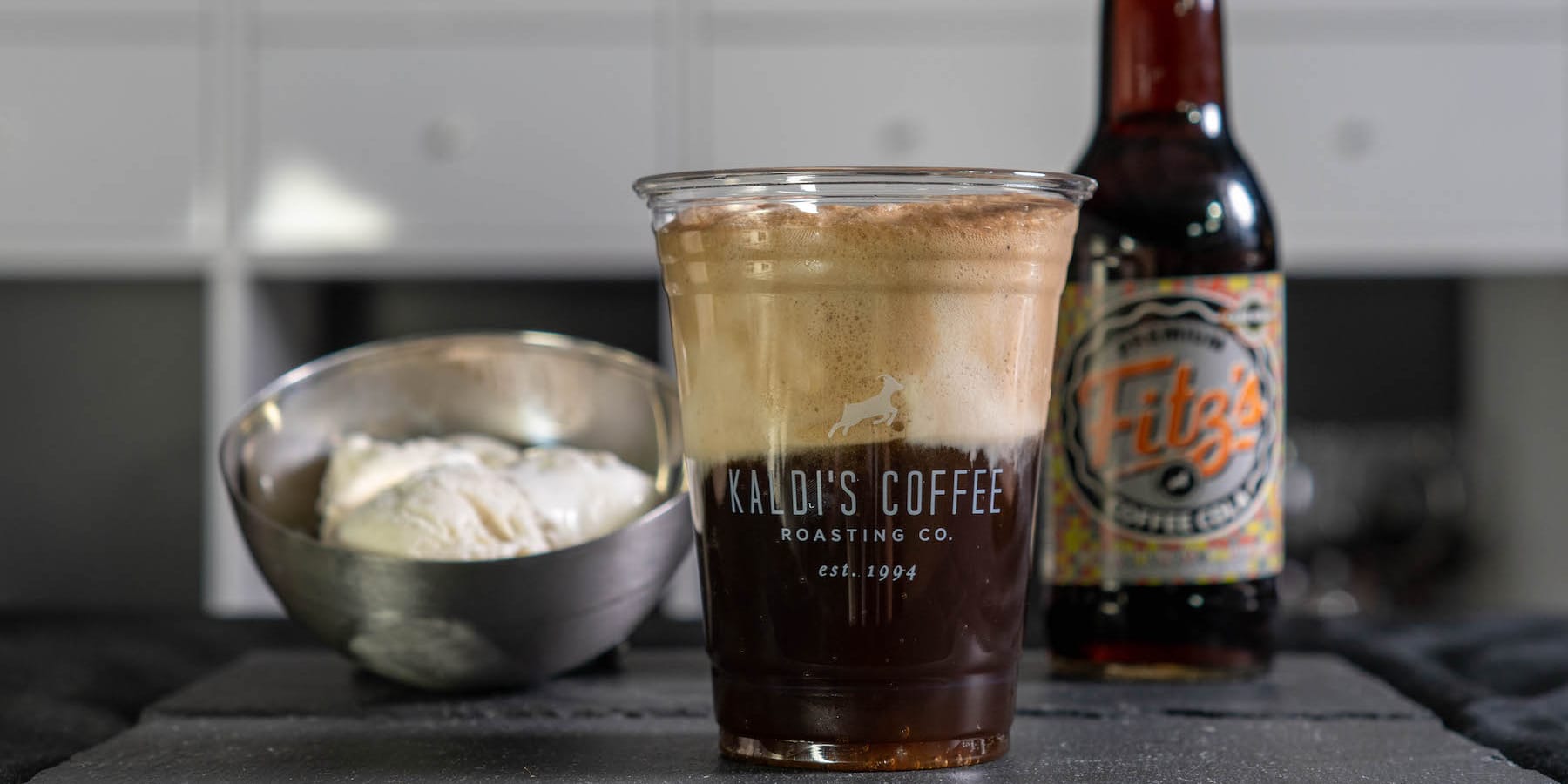 A Fitz's Coffee Cola Float next to ice cream