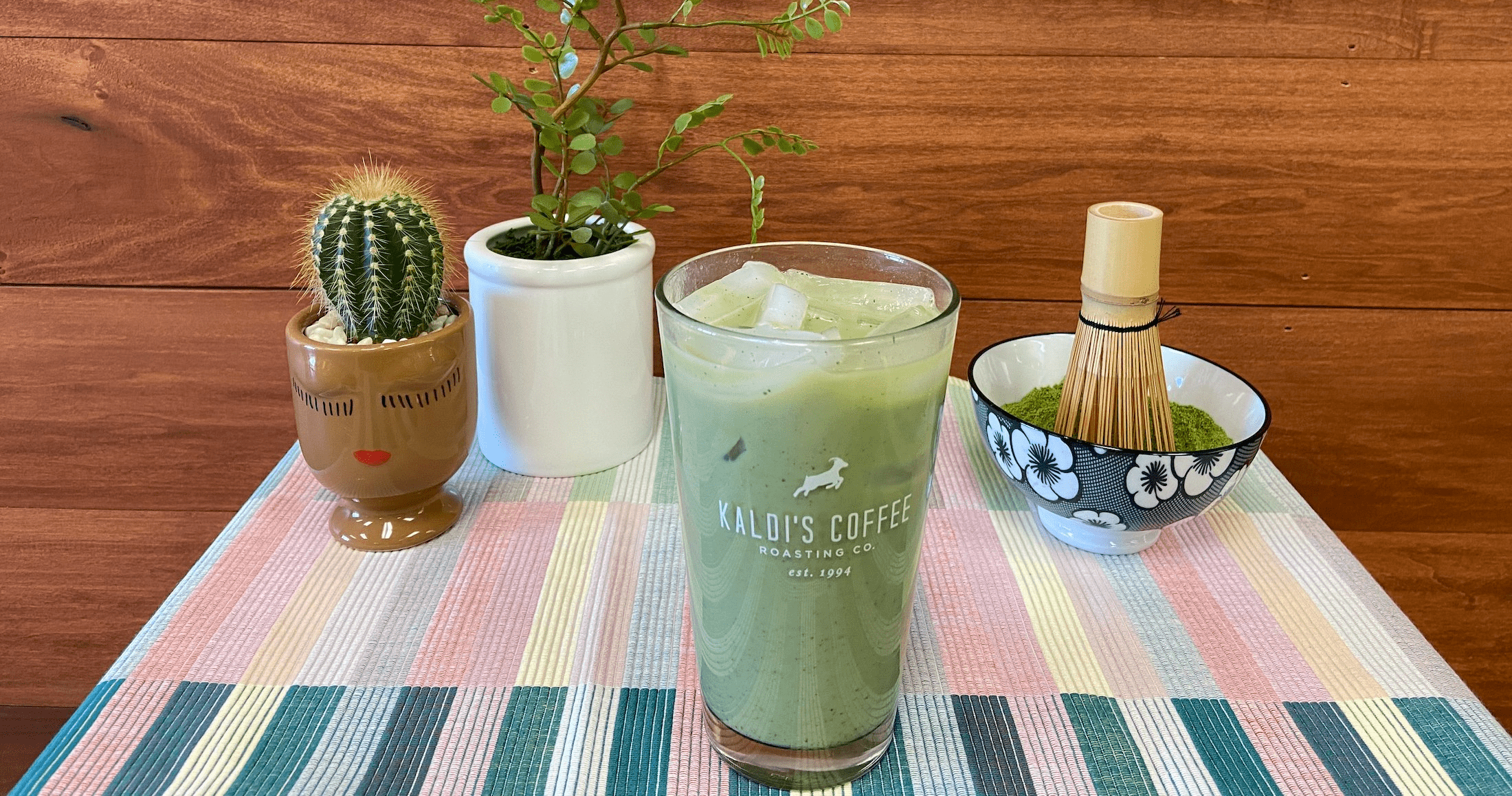 Iced Matcha Latte on a table