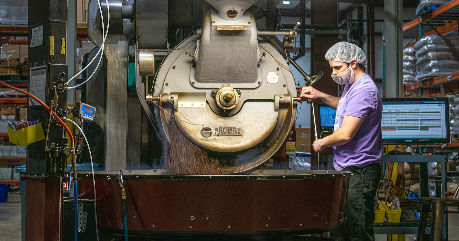 Jake roasting on our vintage Probat