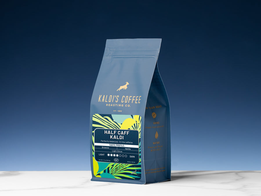 12oz bag of Half Caff Kaldi Blend