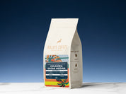 Kaldi's Coffee bag with 'Colombia Oscar Medina' on a blue background