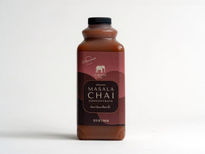 32oz bottle of Firepot Organic Masala Chai Concentrate (front view)