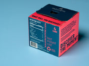 The rear of a 4pack carton of coffee cans, displaying nutrition facts