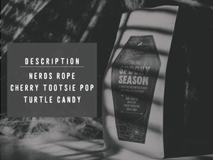 Description: Nerds Rope, Cherry Tootsie Pop, Turtle Candy