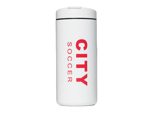 Back of the Game Day Tumbler v3 with CITY SOCCER in red letters