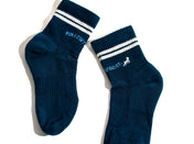 flat lay of navy crew socks