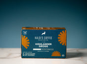 A box of Kaldi's Coffee Roasting Co. Highlander Grogg ground coffee pods