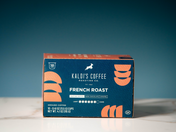 Horizontal product image of coral French Roast Coffee Pods box