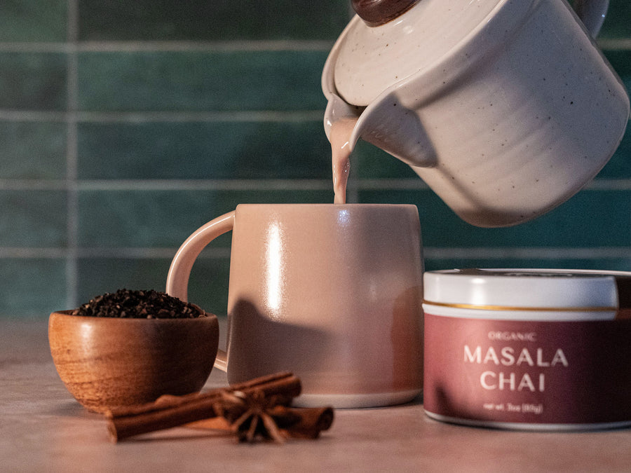 3oz tin of loose leaf masala chai from Firepot Tea