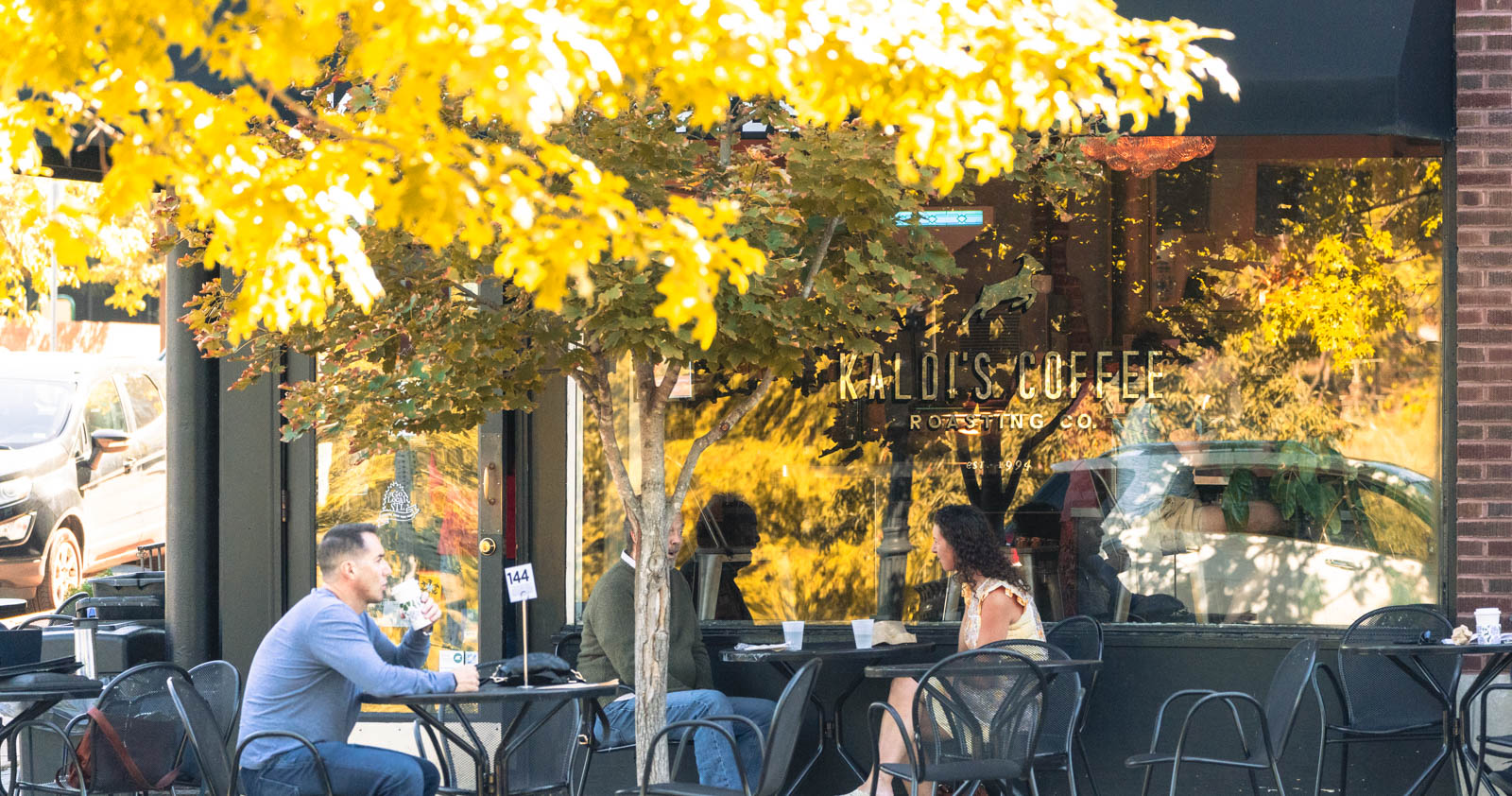 Outside of Demun cafe in the fall