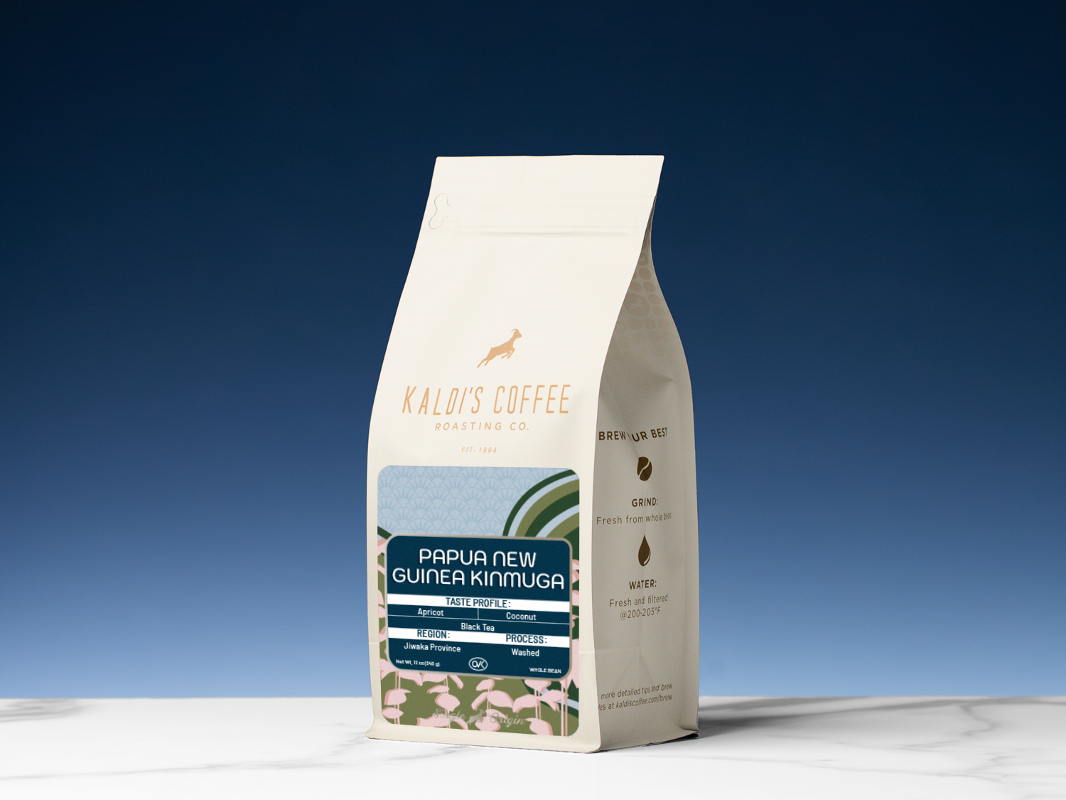 A bag of Kaldi's Coffee Papua New Guinea  Kinmuga