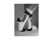 Back image of Kaldi's crew socks in black and white