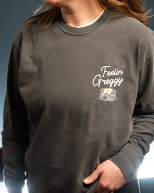 Another view of the front of the Feelin' Groggy long sleeve tee